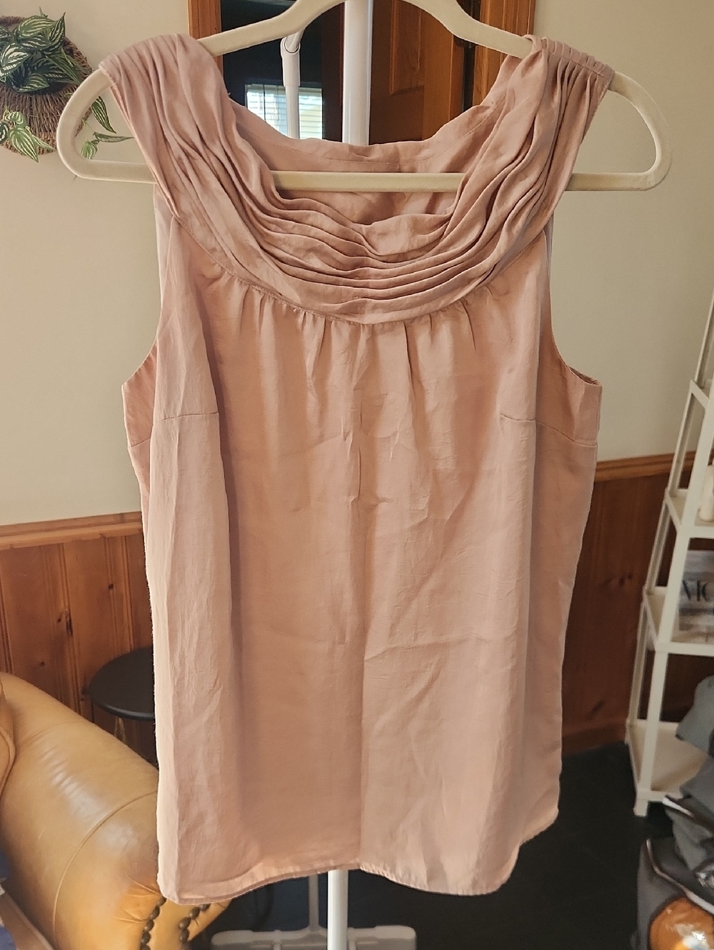 LOFT Sleeveless Pleated Cowl Neck Top - Blush